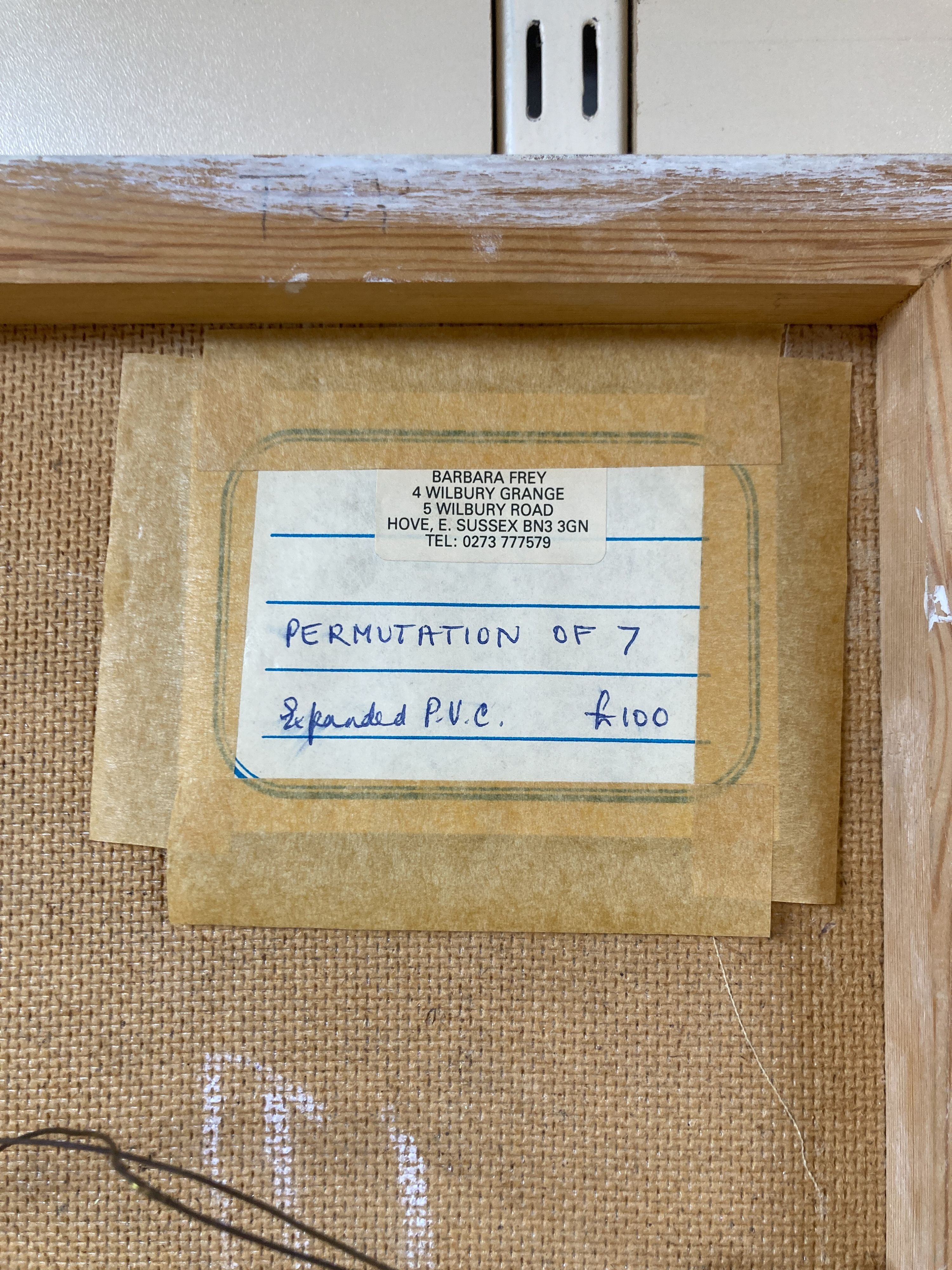 Barbara Frey (1909-2000), expanded pvc sculpture, 'Permutation of 7', label verso, 53 x 27cm.